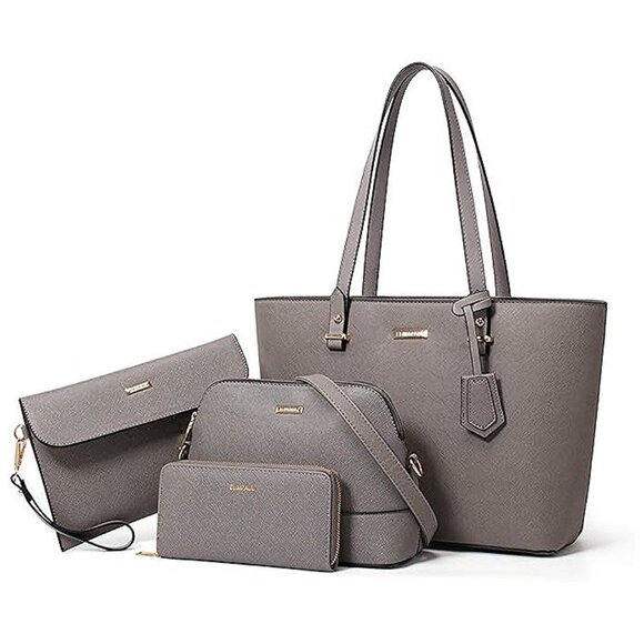 Women Fashion Synthetic Leather Handbags Tote Bag Shoulder Bag Grey